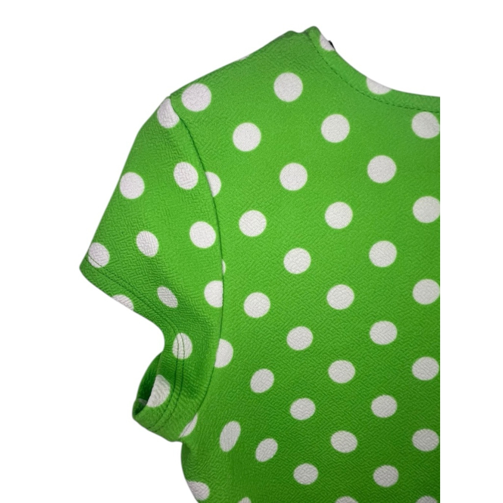 April Lime Green And White Polkadot Short Sleeve Baby Tee Shirt - Picture 4 of 4